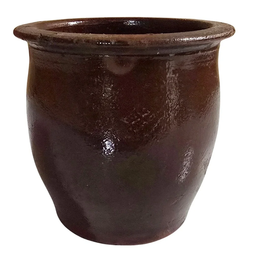 Vintage Brown Composition Cachepot 4 in Small Rustic Planter Crock